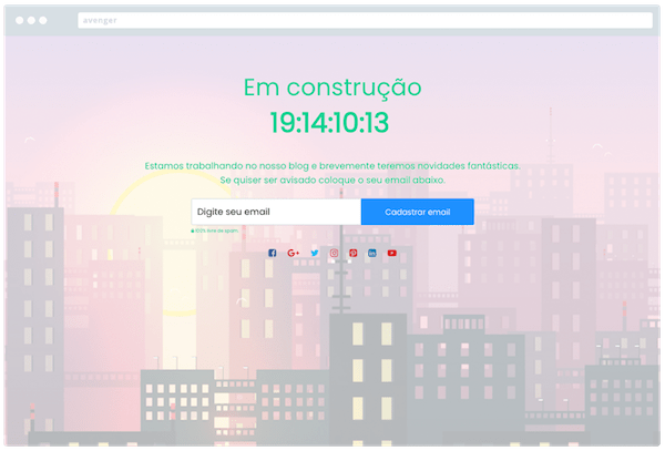 Template WP Avenger possui pagina de construção para manutenção do site